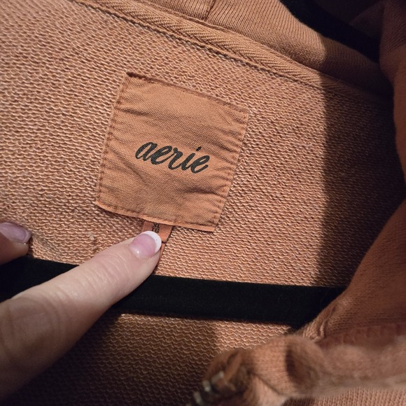 Aerie Cropped Zip Hoodie Women XL Orange Pockets Cotton Blend Athleisure Comfort - Picture 4 of 12